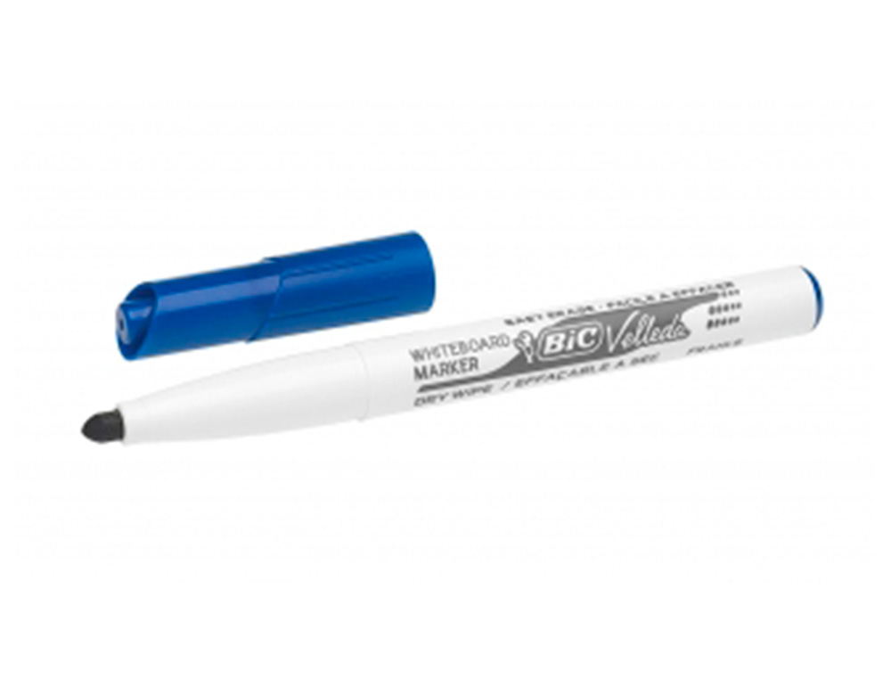 MARQUEUR BIC VELLEDA 1741 EFFAÇABLE POINTE OGIVE TRACÉ 2MM ENCRE CÉTONE FORMAT STYLO GRANDE LONGÉVITÉ BLEU
