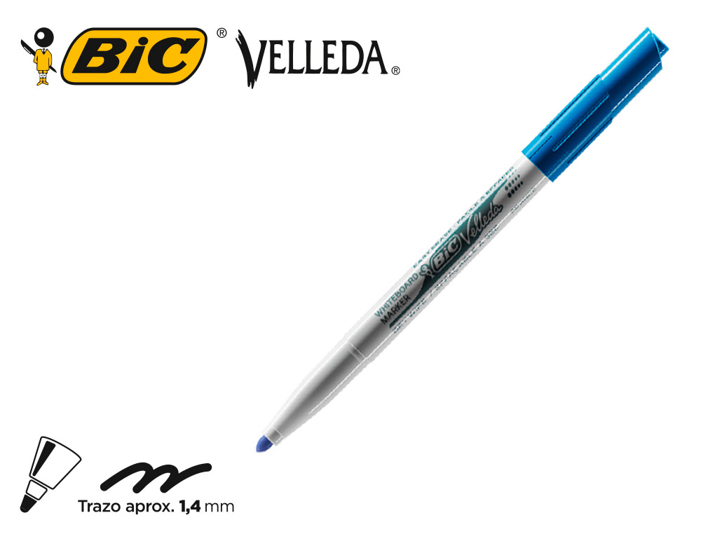 MARQUEUR BIC VELLEDA 1741 EFFAÇABLE POINTE OGIVE TRACÉ 2MM ENCRE CÉTONE FORMAT STYLO GRANDE LONGÉVITÉ BLEU