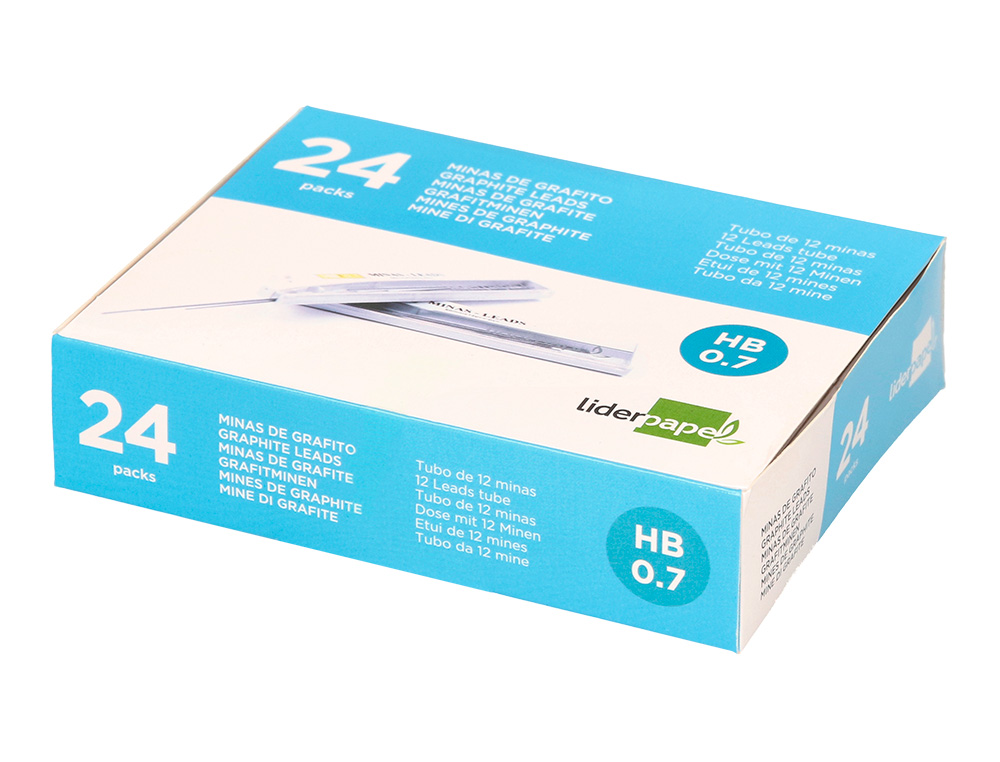 MINE LIDERPAPEL 0.7MM HB GRAPHITE TRÈS RÉSISTANTE TOUS PORTEMINES ÉTUI 12 UNITÉS
