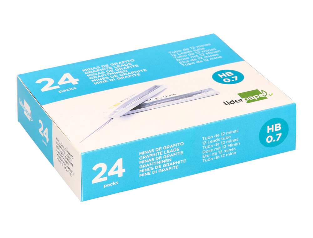 MINE LIDERPAPEL 0.7MM HB GRAPHITE TRÈS RÉSISTANTE TOUS PORTEMINES ÉTUI 12 UNITÉS