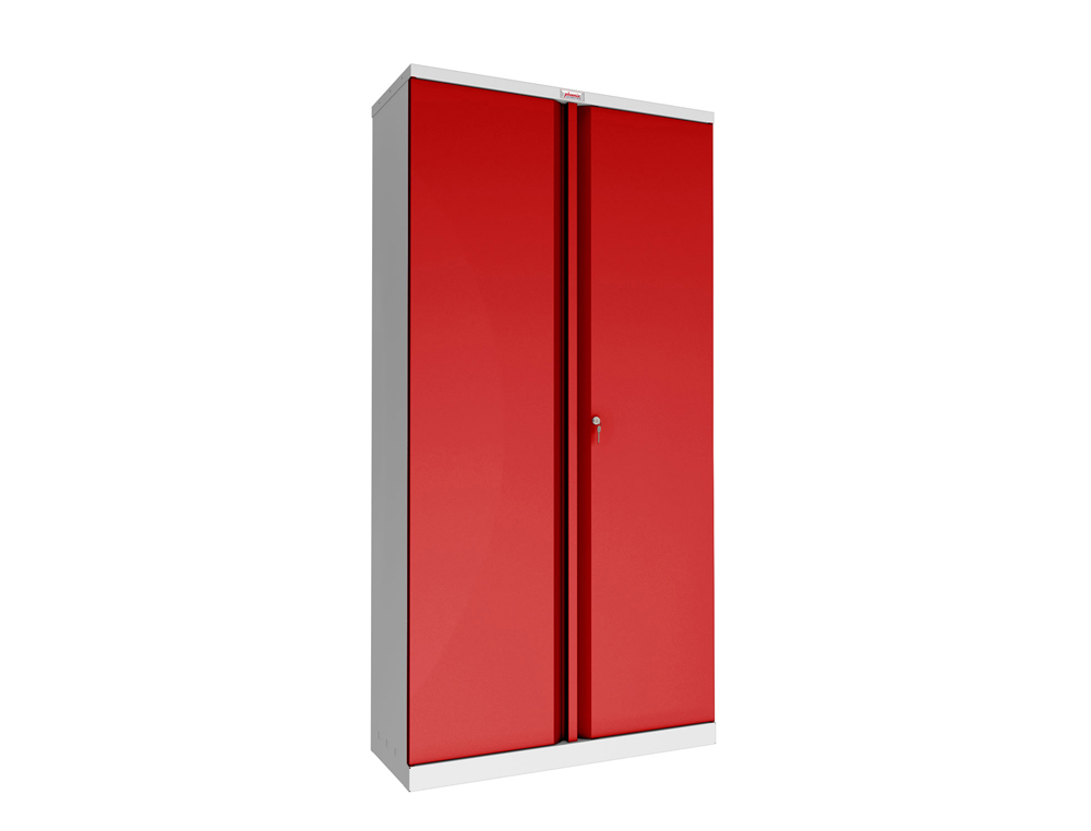 ARMOIRE HAUTE PHOENIX ACIER 190CM 2 PORTES ET 4 ETAGERES  SERRURE A CLE COLORIS ROUGE