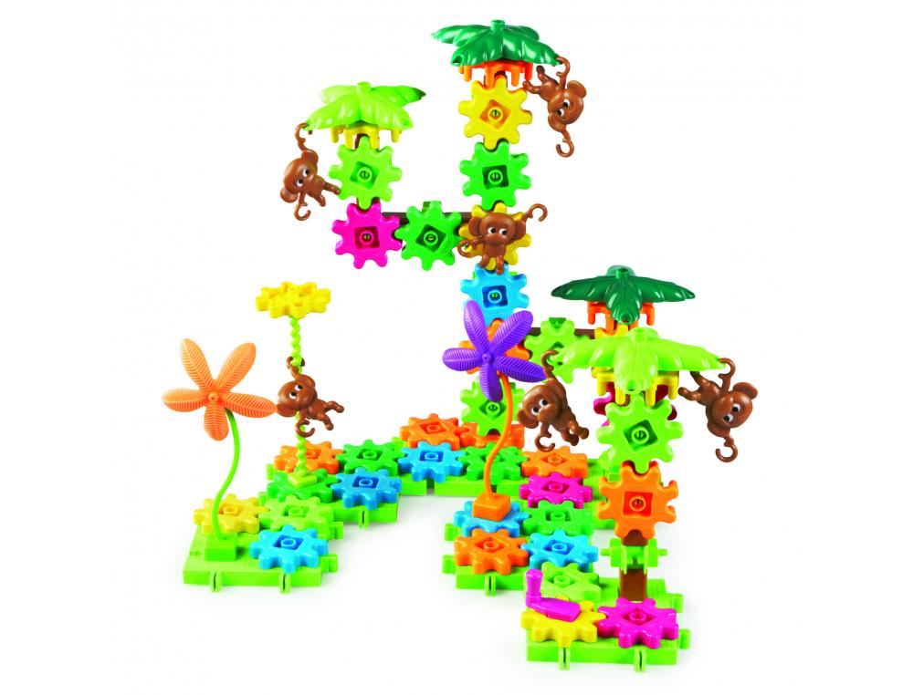 LA JUNGLE DES SINGES LEARNING RESOURCES ENGRENAGE EN        PLASTIQUE COULEURS DYNAMIQUES 136 PIECES 8 PLAQUES DE BASE