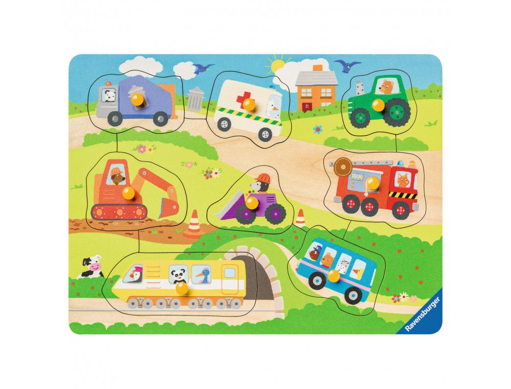 MES PREMIERS ENCASTREMENTS RAVENSBURGER MES VEHICULES    PREFERES GRANDES PIECES EN    BOIS 8 PIECES ET 1 SUPPORT