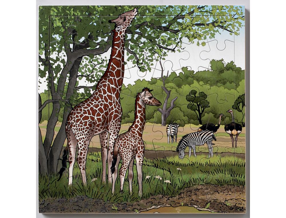 PUZZLES EN BOIS AVEC CADRE ROLF LES GIRAFES 36 PIECES 1  CADRE EN BOIS