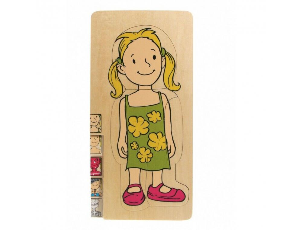 PUZZLE LE CORPS 5 NIVEAUX LE CORPS D UNE FILLE MUSCLES     ORGANES SQUELETTE 30 PIECES   ET 1 CADRE EN BOIS