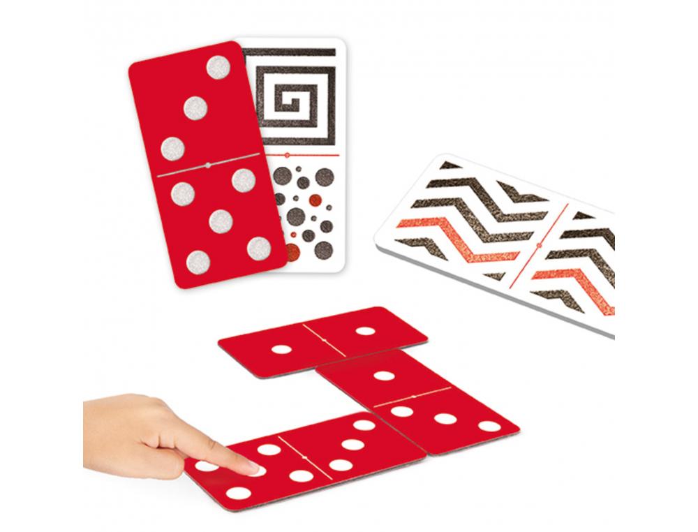 JEUX DE RECONNAISSANCE TACTILE AKROS DOMINOS TACTILE POUR DEFICIENCE VISUELLE 28   DOMINOS CARTON 15 TUILES