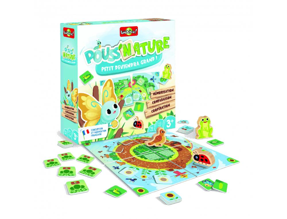 SENSIBILISATION A L ECOLOGIE BIOVIVA POUSS NATURE 4        PLATEAUX RECTO VERSO 2 PIONS  BOIS 35 TUILES 1 LIVRET
