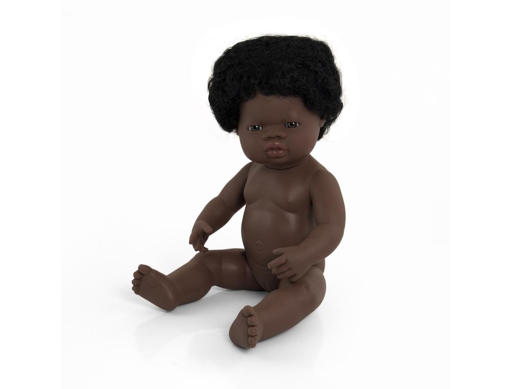 POUPEE 38 CM AVEC CHEVEUX FILLE AFRICAINE ARTICULE      MINILAND
