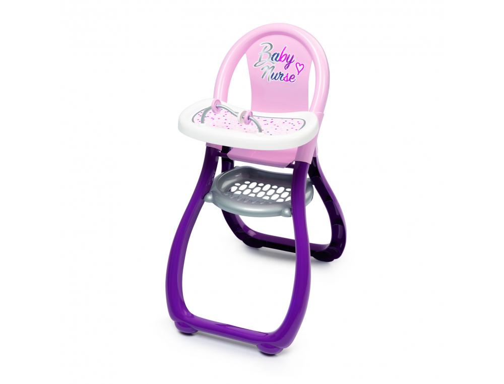CHAISE HAUTE POUR POUPON JUSUQU'A 42 CM AVEC           ACESSOIRES SMOBY