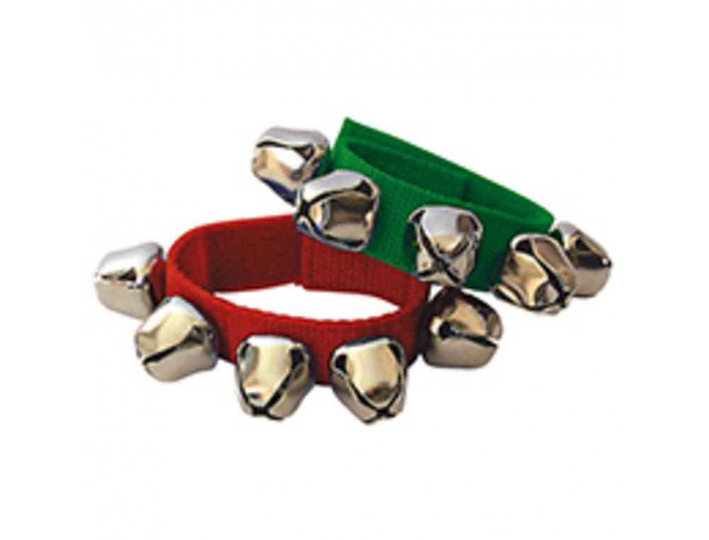 BRACELET FUZEAU 5 GRELOTS TISSU ATTACHE VELCRO 23CM LA  PAIRE