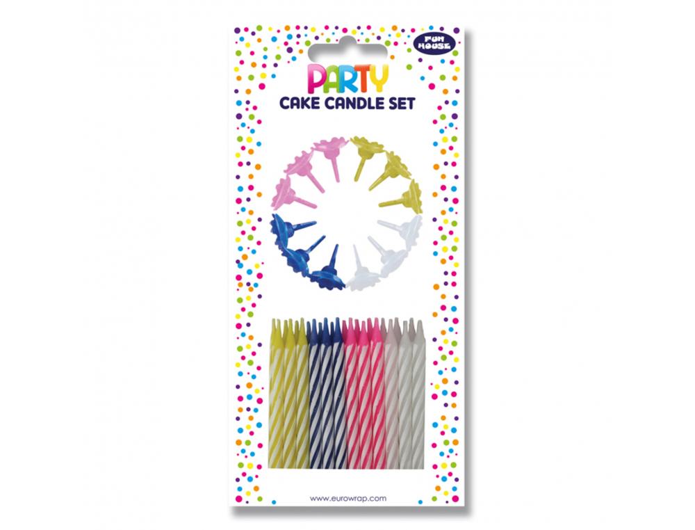 BOUGIES CLAIREFONTAINE POUR GATEAU COLORIS ASSORTIS       PAQUET 36 UNITES