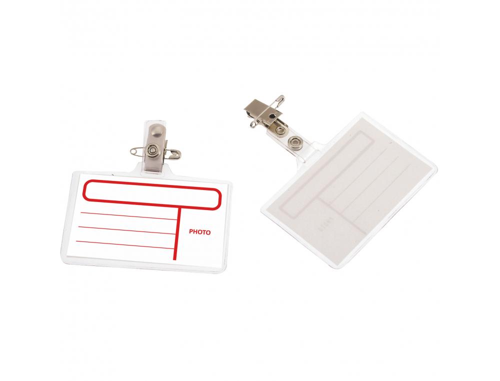 BADGES CLIP ET EPINGLE WONDAY 95 X 60 MM PLASTIQUE          TRANSPARENT BOITE DE 50       UNITES