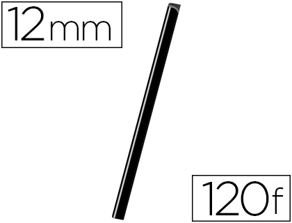 BAGUETTE RELIER EXACOMPTA SERODO DCOUPE ARRONDIE FACILITE INSERTION 120F PAISSEUR 12MM LONGUEUR 297MM NOIR BOTE 25U