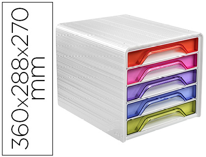 MODULE CLASSEMENT CEP SMOOVE 5 TIROIRS INTERCHANGEABLES 360X288X270MM COLORIS BOLD